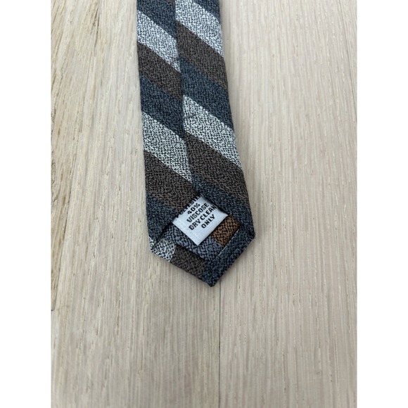 KNOTTERY New York Gray Brown Repp Striped Regimental Tie Slim W - 2.75 L - 57.25 - Picture 5 of 5